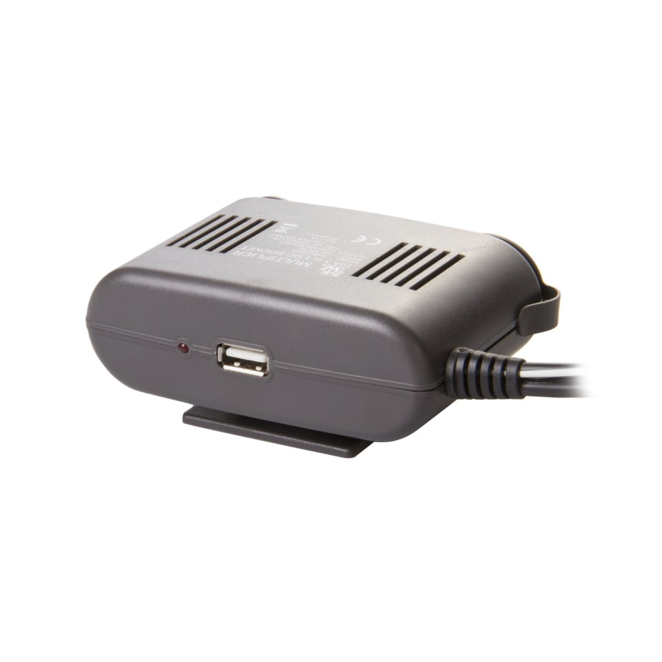 Luxorparts 3-vägs förgrening för 12 V-uttag + USB
