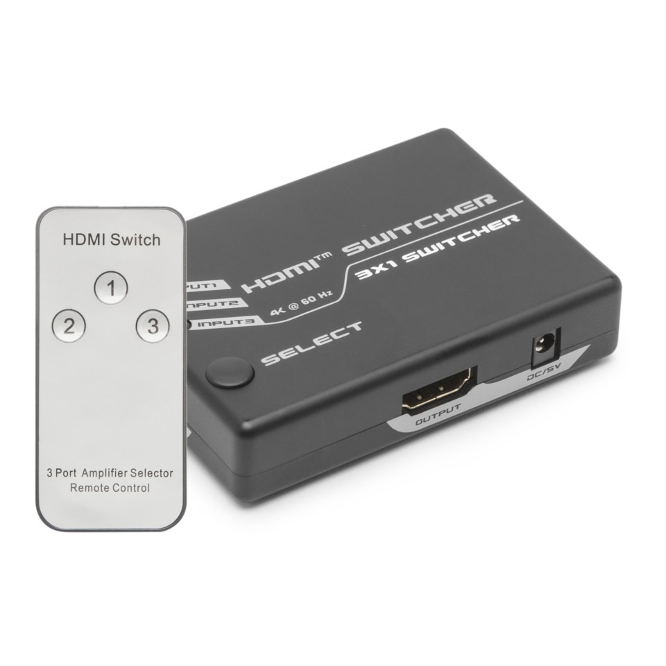 Luxorparts 4K HDMI-switch med fjärrkontroll 3-vägs