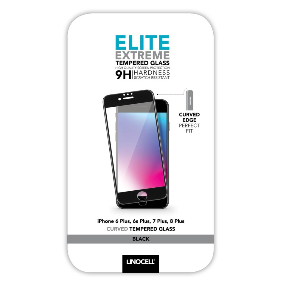 Linocell Elite Extreme Curved Skärmskydd för iPhone 6, 7 och 8 Plus Svart