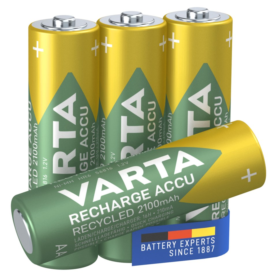 Varta Recharge Recycled AA-batterier 2100 mAh 4-pack