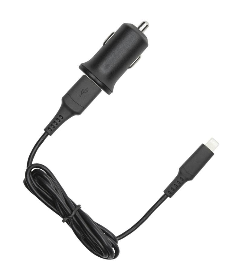 Linocell iPad- och iPhone-billaddare Lightning-kabel Svart