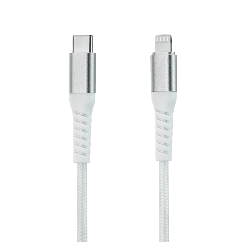 Linocell Premium Kevlar USB-C- till Lightning-kabel Vit 2 m