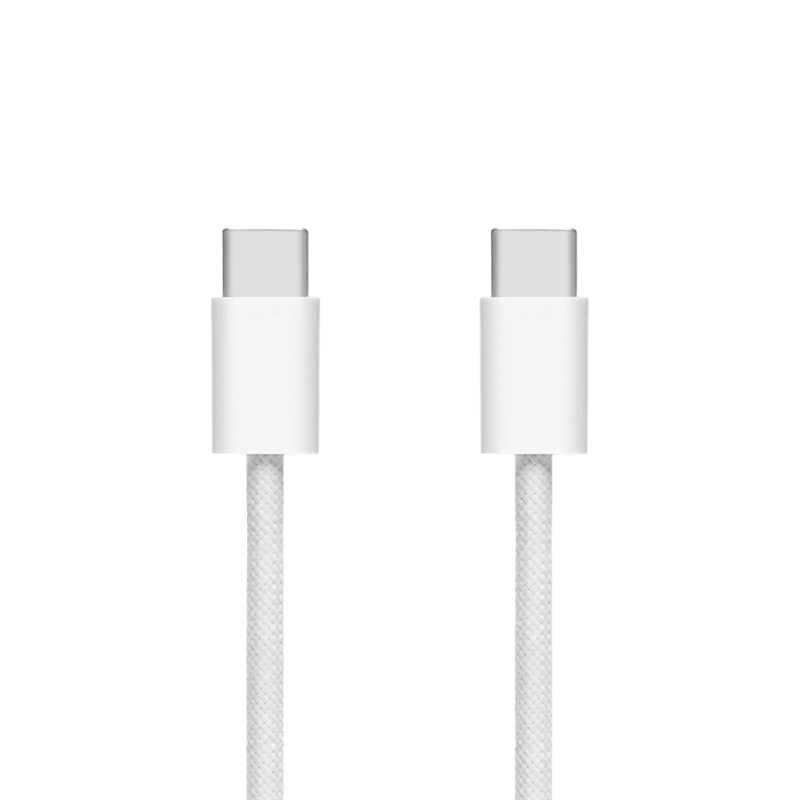 Linocell Flätad USB-C- till USB-C-kabel 60W Vit 1 m