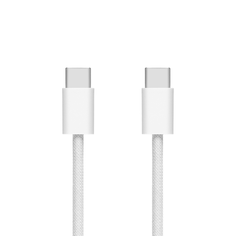 Linocell Flätad USB-C- till USB-C-kabel 240 W Vit 1m