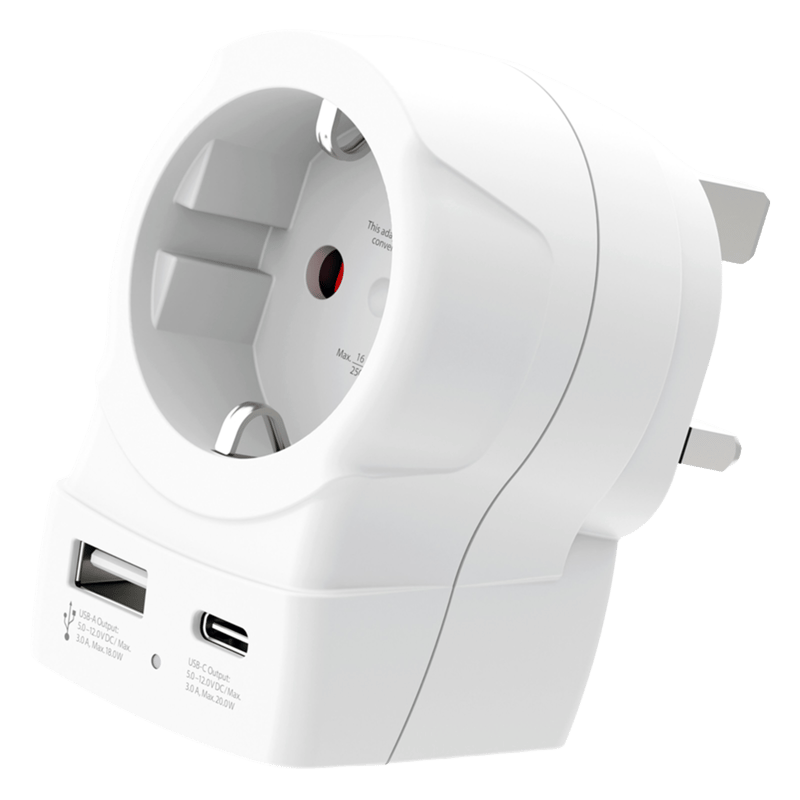 Skross Reseadapter Europa till UK USB AC PD 20W