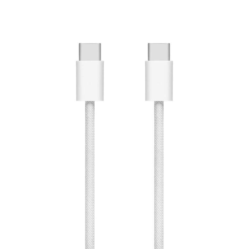 Linocell Flätad USB-C- till USB-C-kabel 60W Vit 2 m