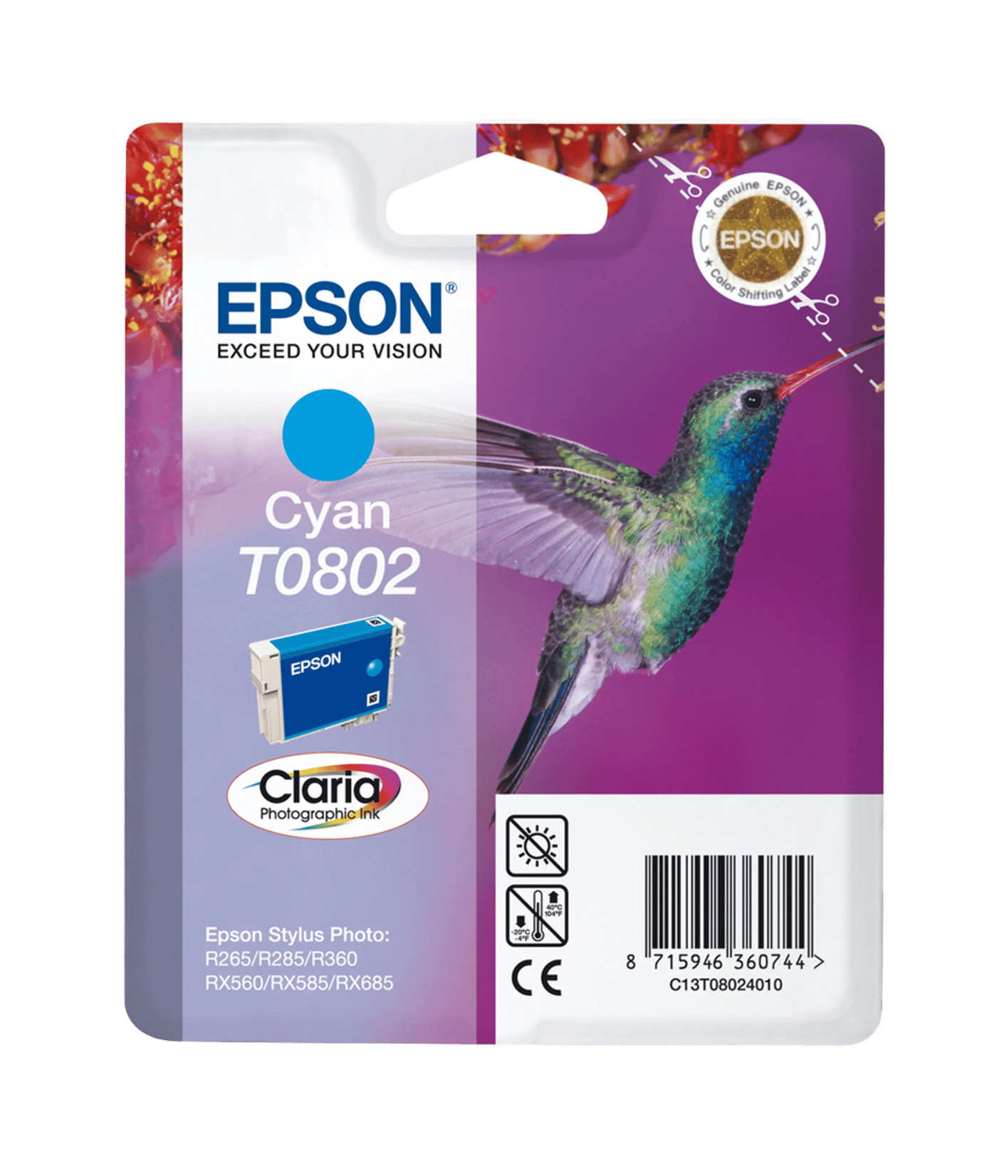 Epson T0802 Blekkpatron - Cyan