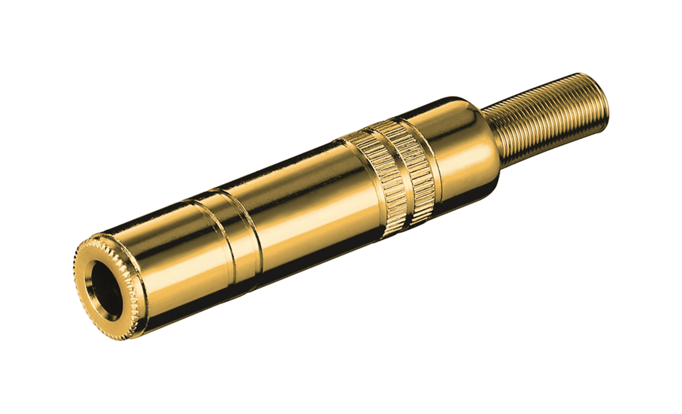 Gullbelagt 6,3 mm-kontakt, hunn, stereo