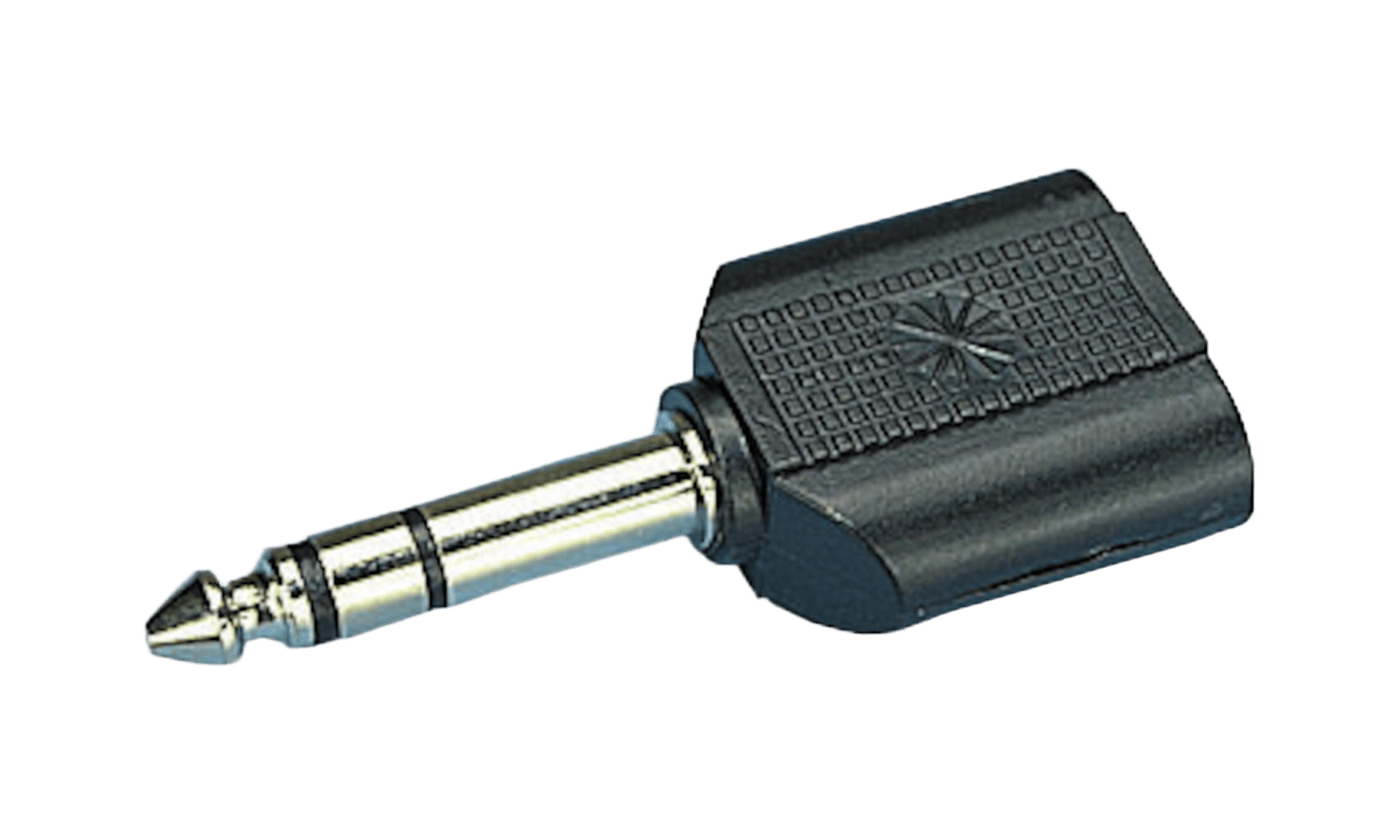 Lydadapter 2 x 3,5 mm til 6,3 mm, stereo
