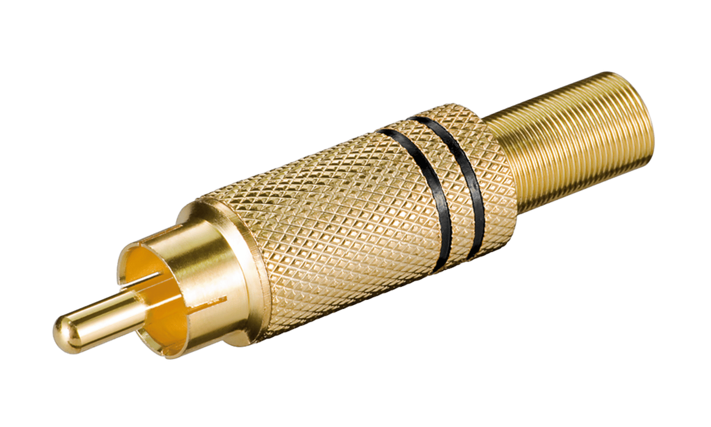 Luxorparts Guldpläterad RCA-kontakt Hane Svart