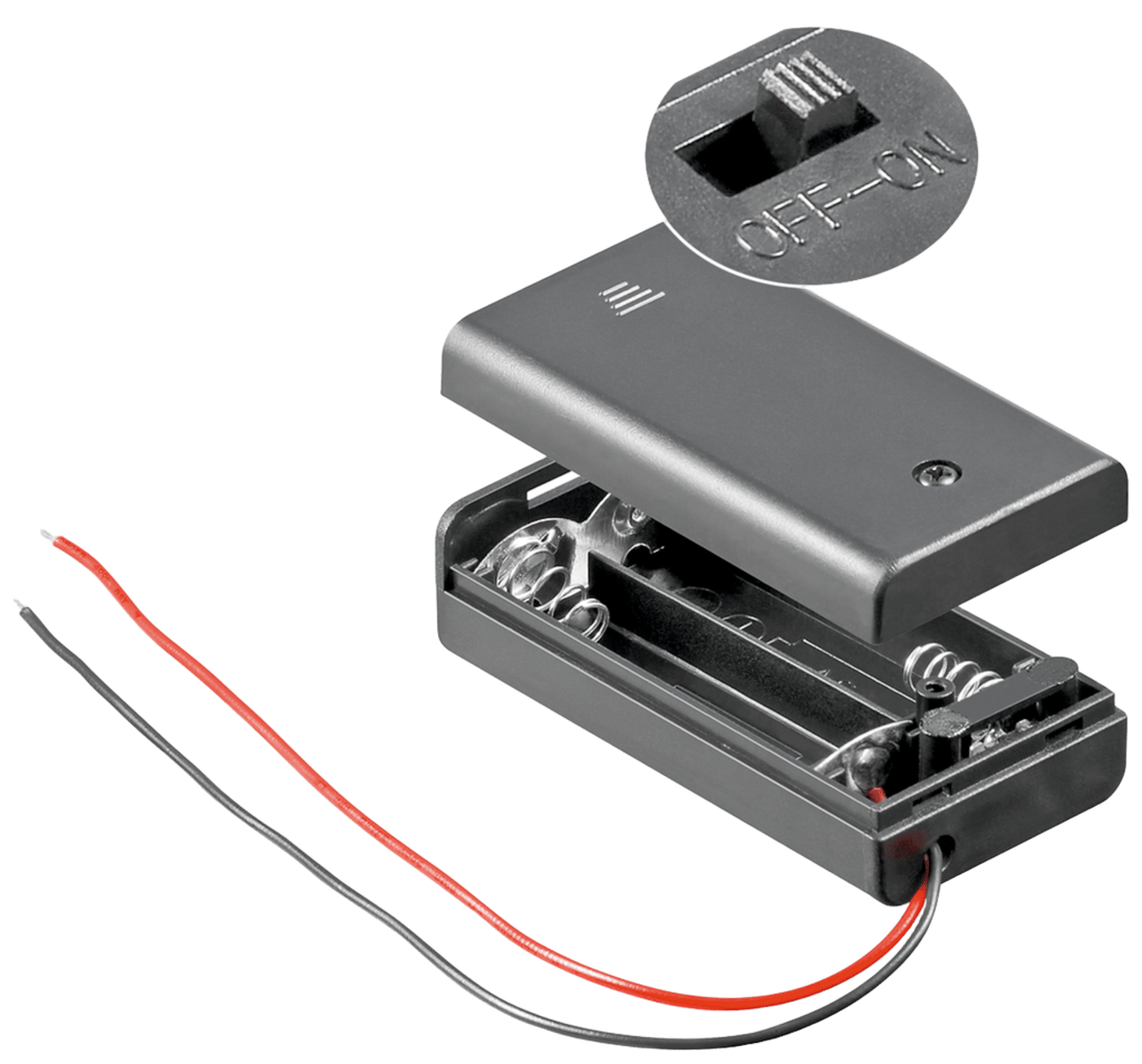 Batterihållare med switch för 2x AA