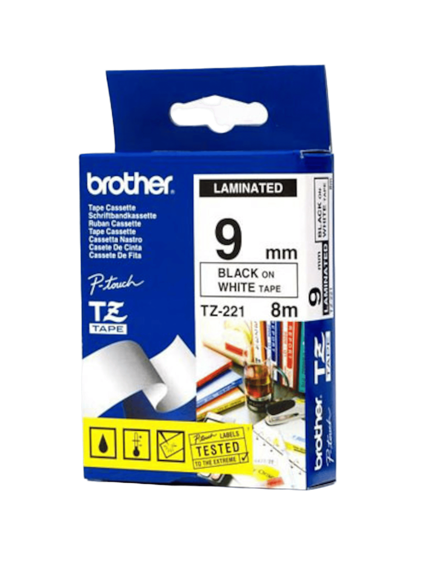 Brother TZe-tape 9 mm Svart/hvit