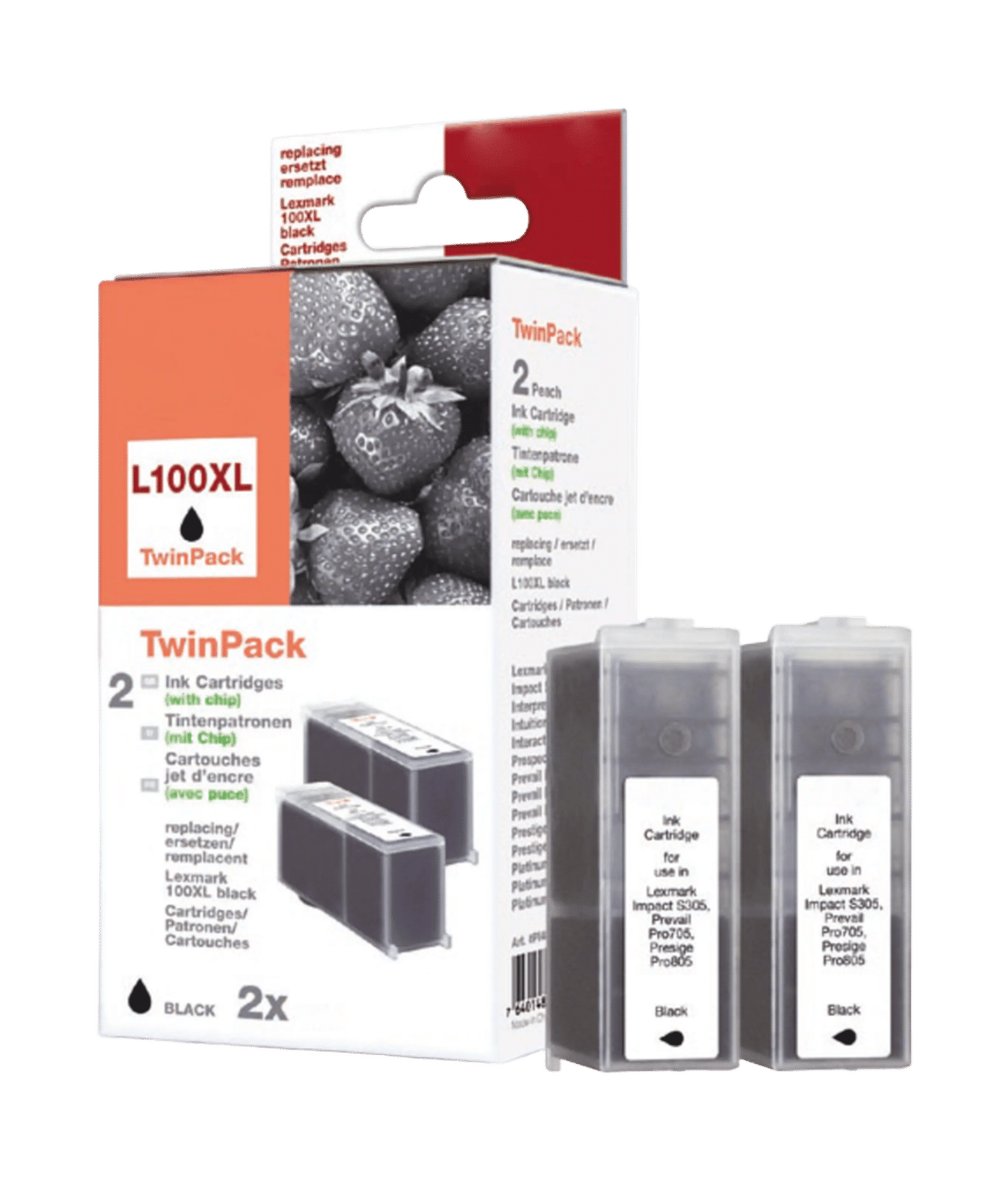 Peach Lexmark 100 Bläckpatron Svart 2-pack