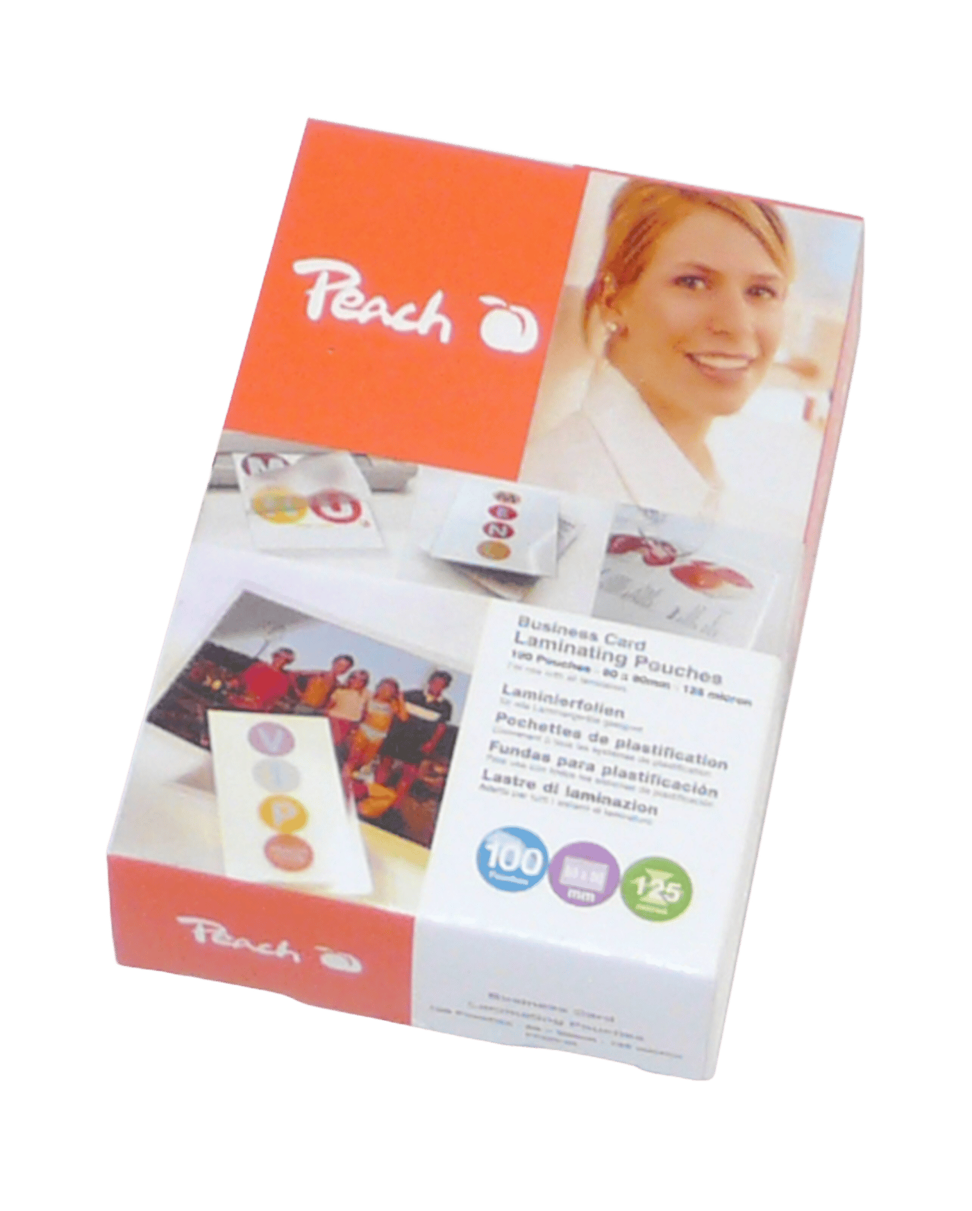 Peach Lamineringsfickor för visitkort 100-pack