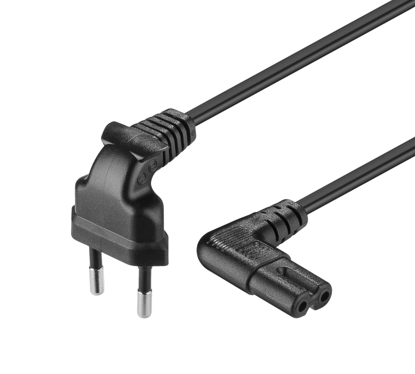 Apparatkabel C7 med vinklade kontakter Svart 1,5 m
