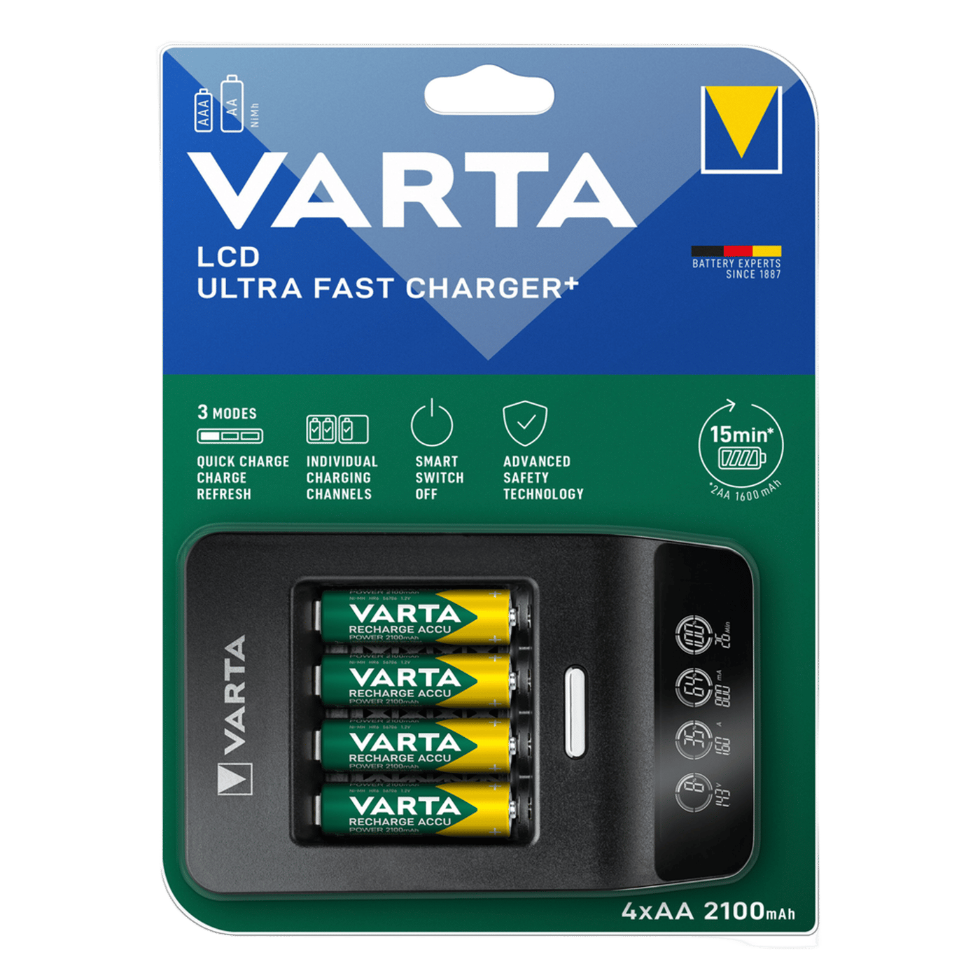Varta Snabb batteriladdare med övervakning