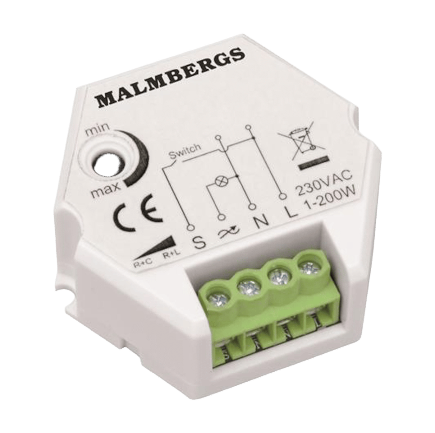 Malmbergs Dosdimmer för lågvoltshalogen- och LED-ljus 1-200 W