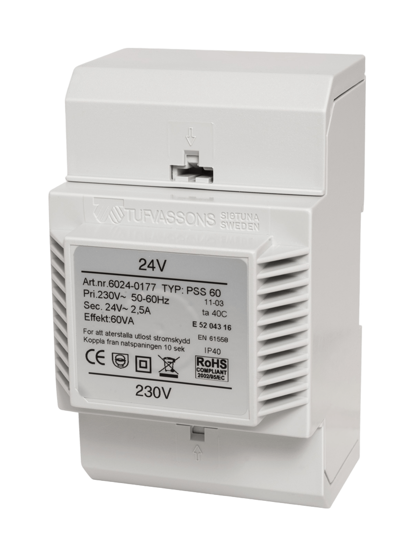 Tufvassons Installationstransformator 24 V (AC) 60 W