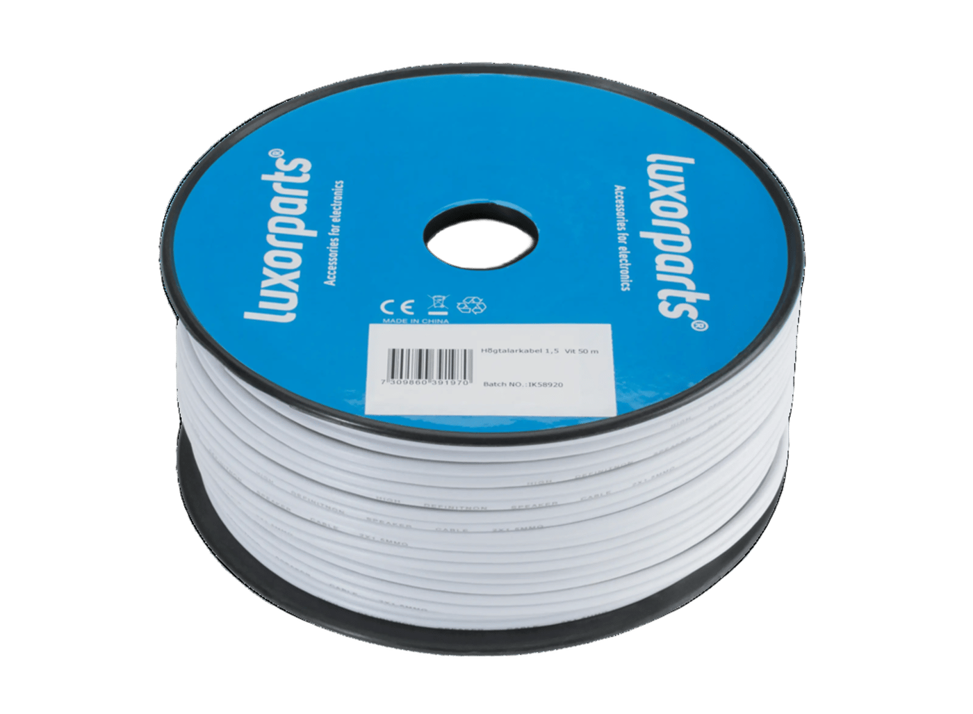 Luxorparts Høyttalerkabel 1,5 mm², hvit 25 m