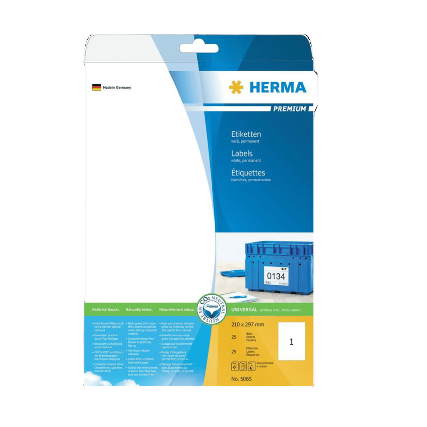 Herma Självhäftande skrivarpapper A4 25-pack Permanent
