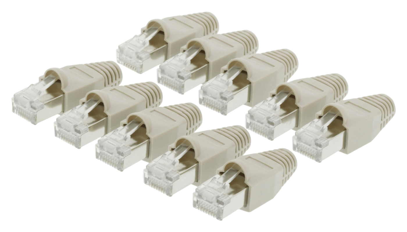 Luxorparts STP-modulkontakt RJ45 Cat.6 med böjskydd 10-pack
