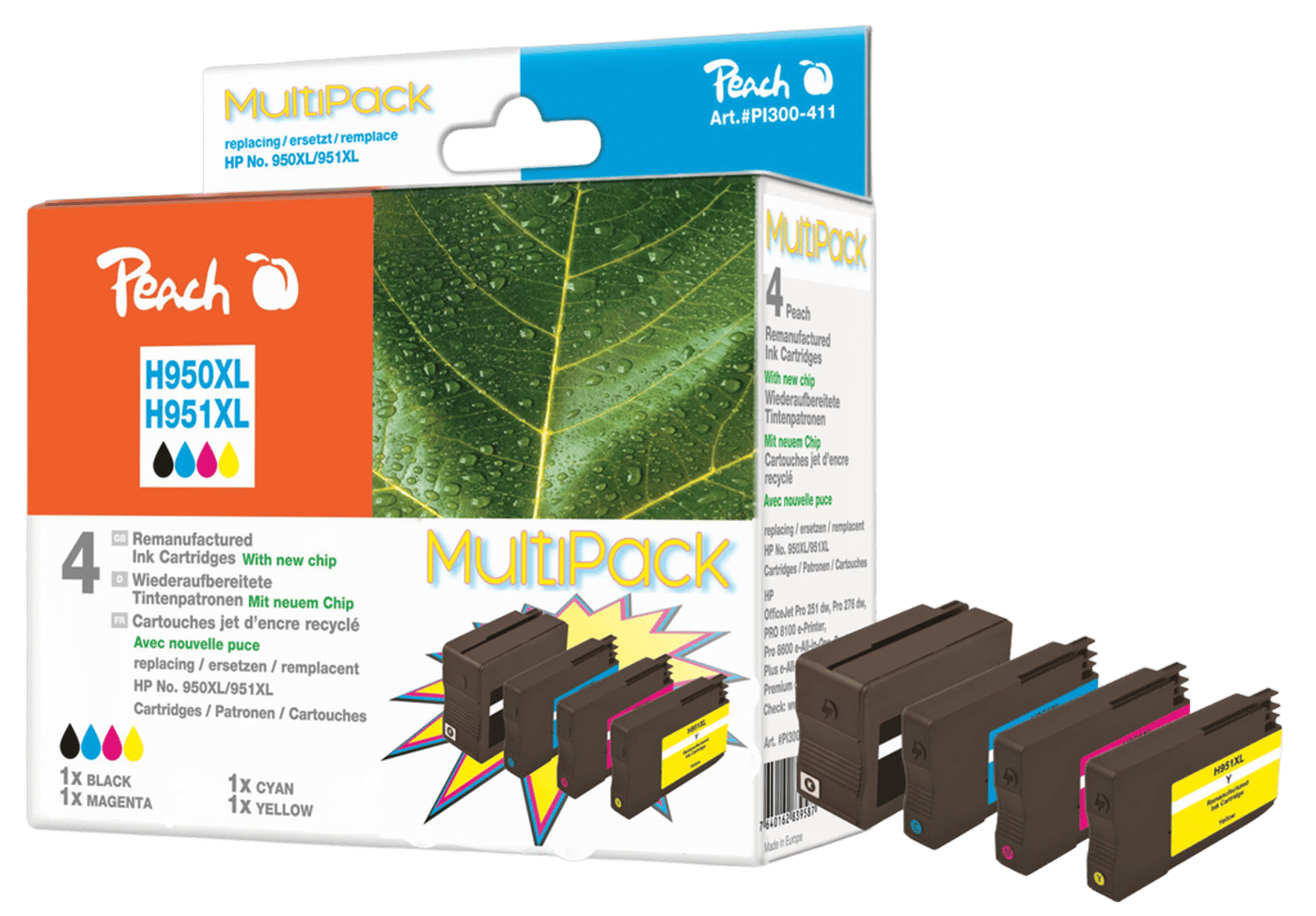 Peach Bläckpatron motsvarar HP 950XL och 951XL 4-pack