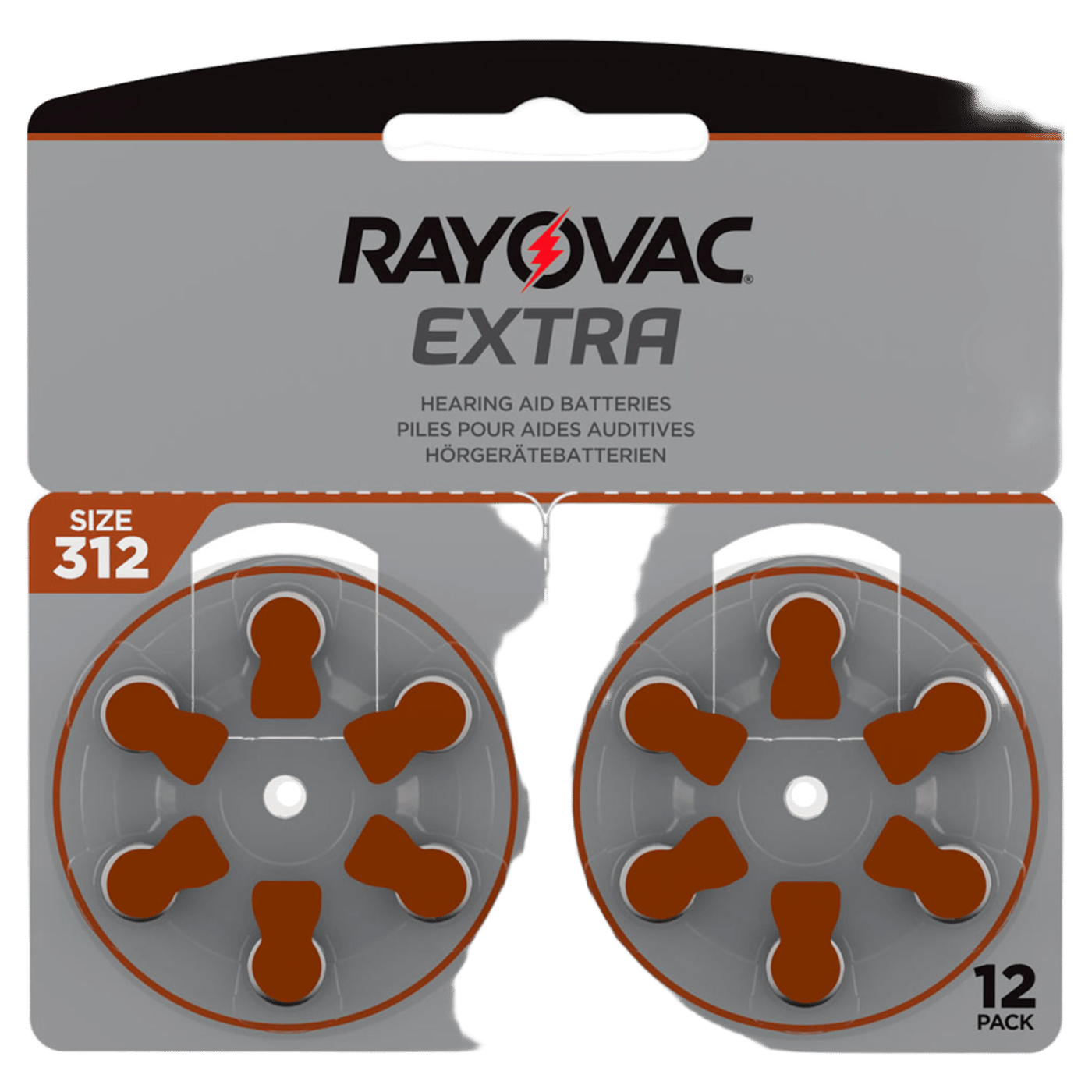 Rayovac Hörapparatsbatterier Brun ZA312 12-pack