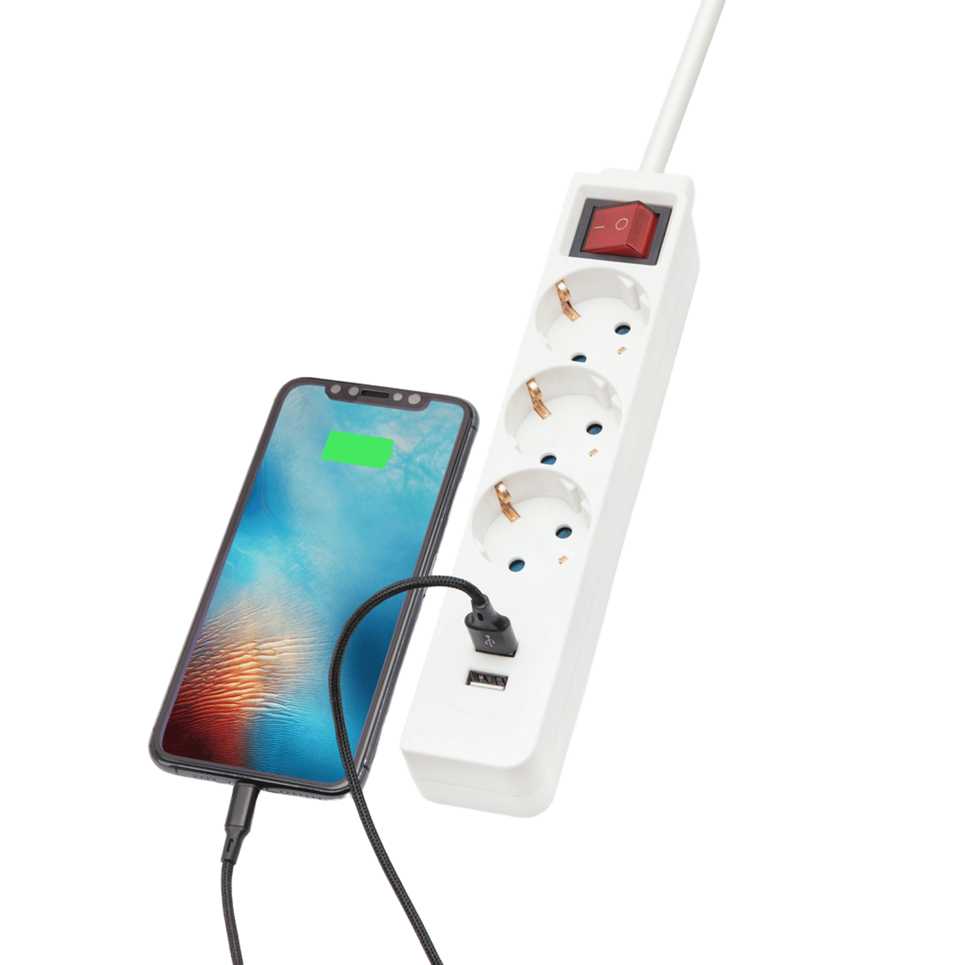 Luxorparts Grenuttag med USB-portar 3 uttag