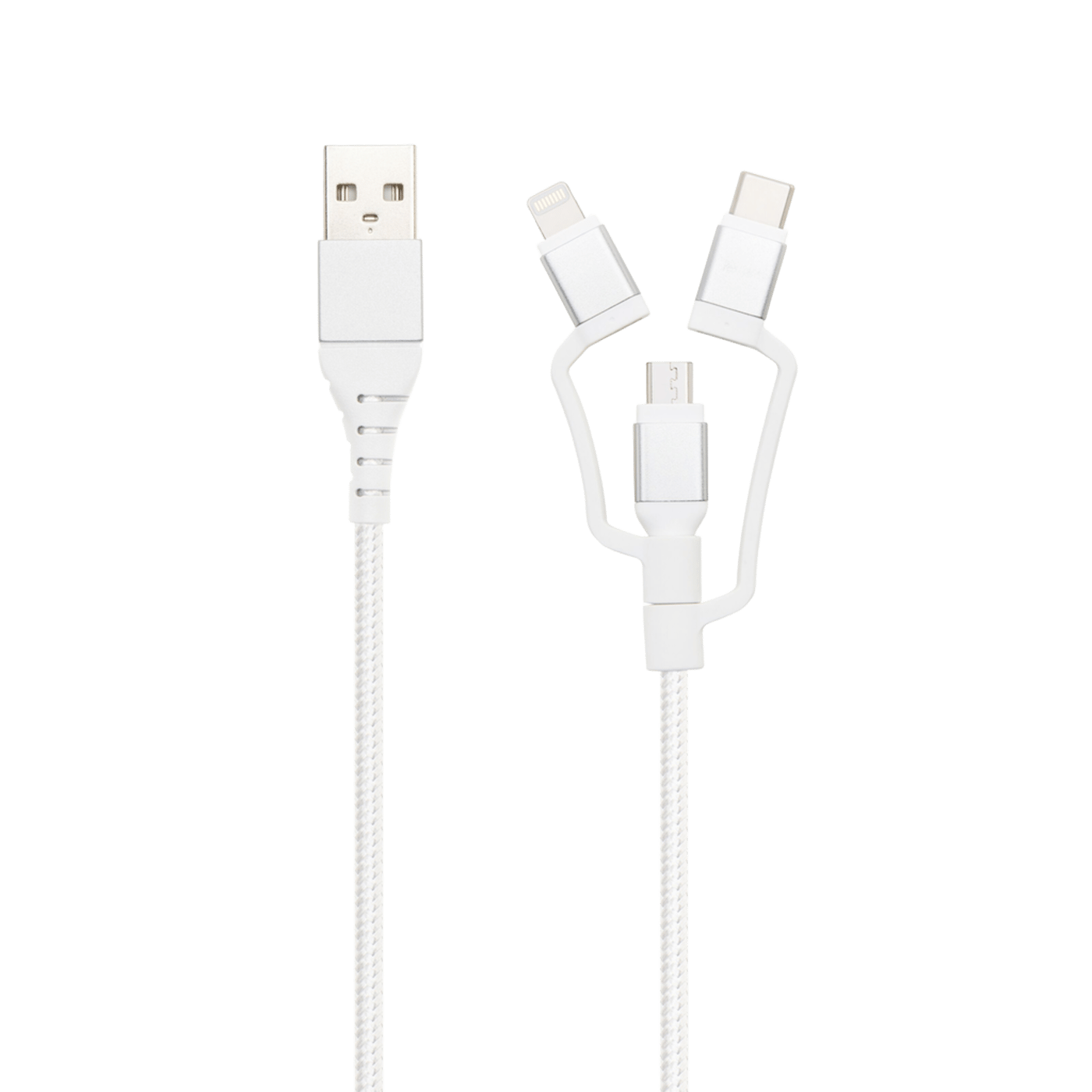 Linocell Premium USB-A till Micro-USB, Lightning och USB-C adapter Vit
