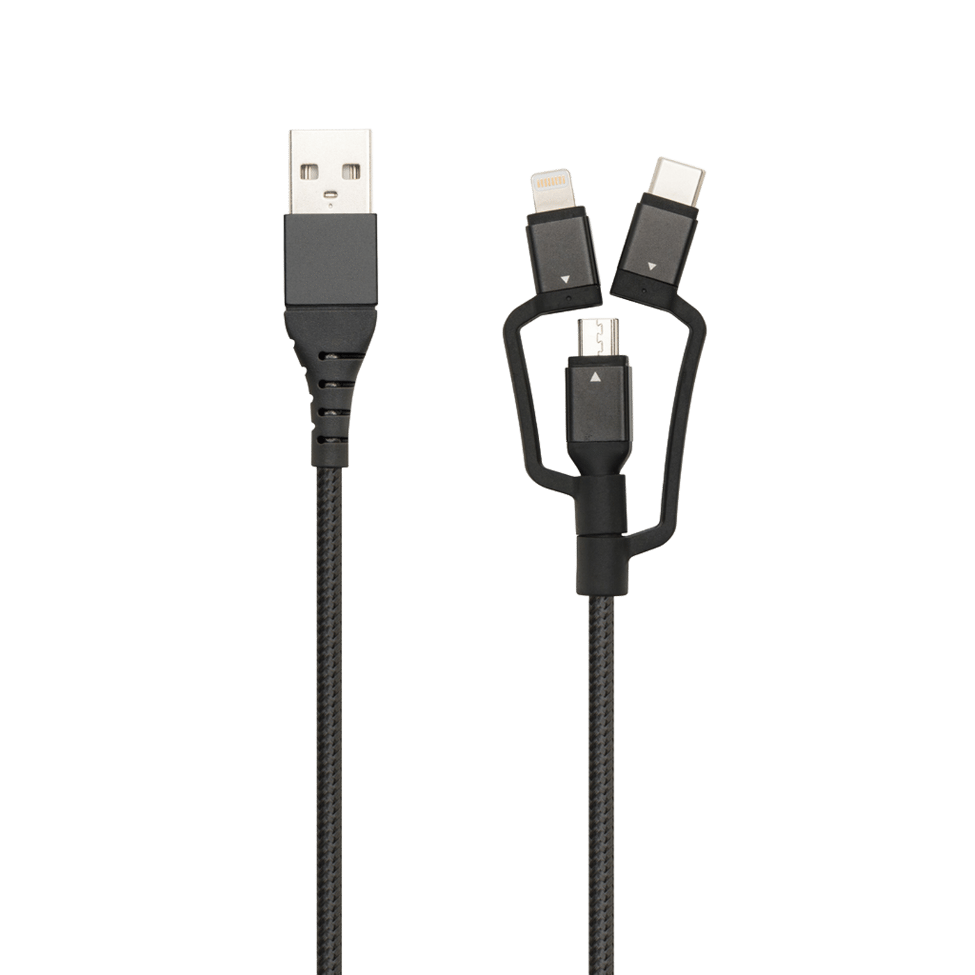 Linocell Premium USB-A till Micro-USB, Lightning och USB-C adapter Svart