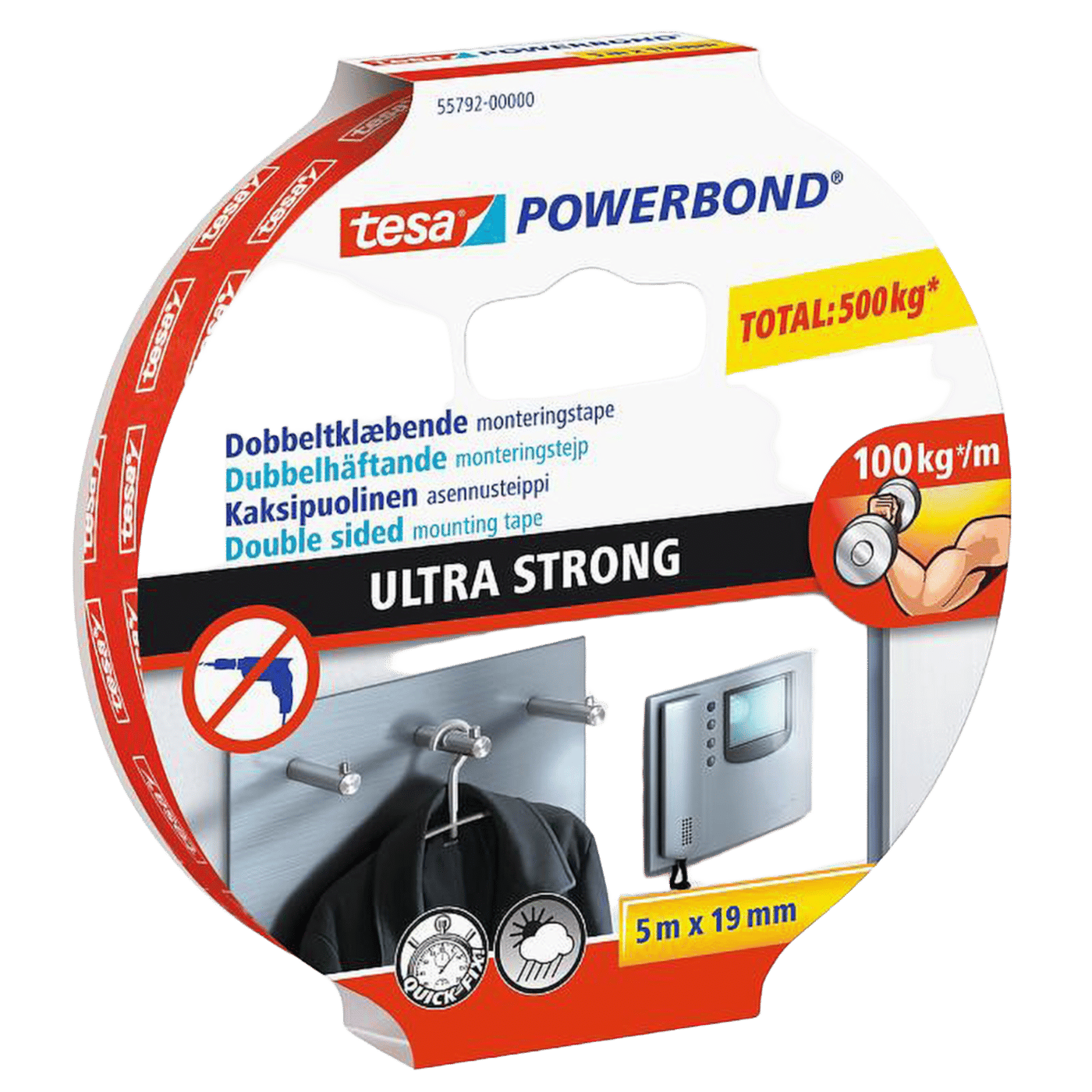 Tesa Ultra Strong Dubbelhäftande monteringstejp 5 m