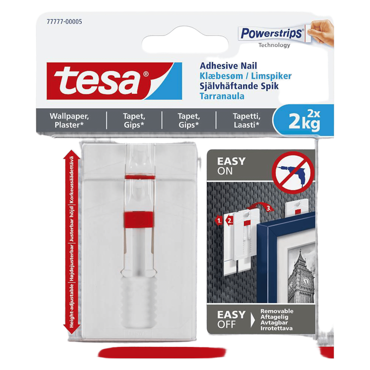 Tesa Justerbar häftspik för tapet och gips 2 kg 2-pack