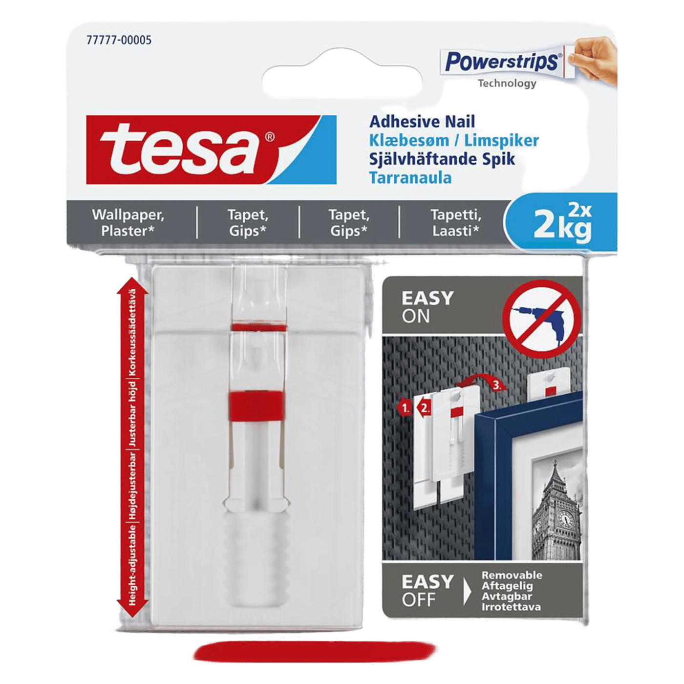 Tesa Justerbar häftspik för tapet och gips 2 kg 2-pack