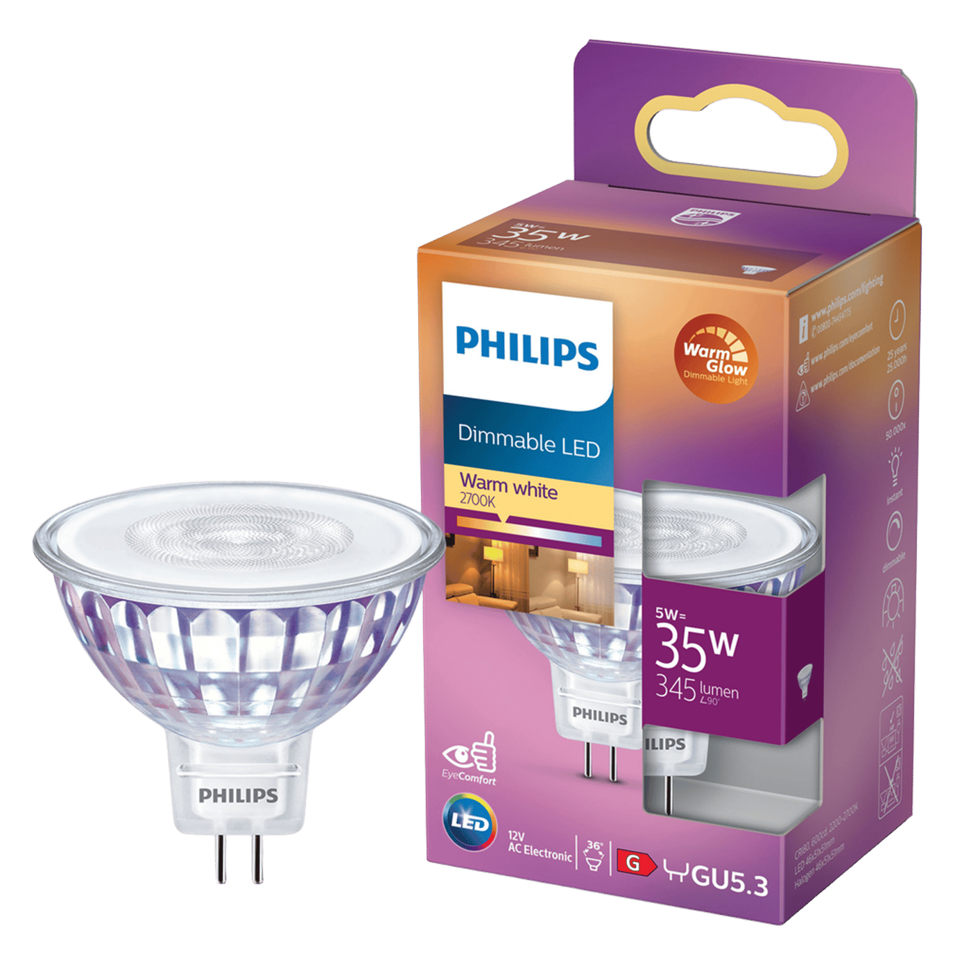 Philips LED-lampa GU5,3 345 lm