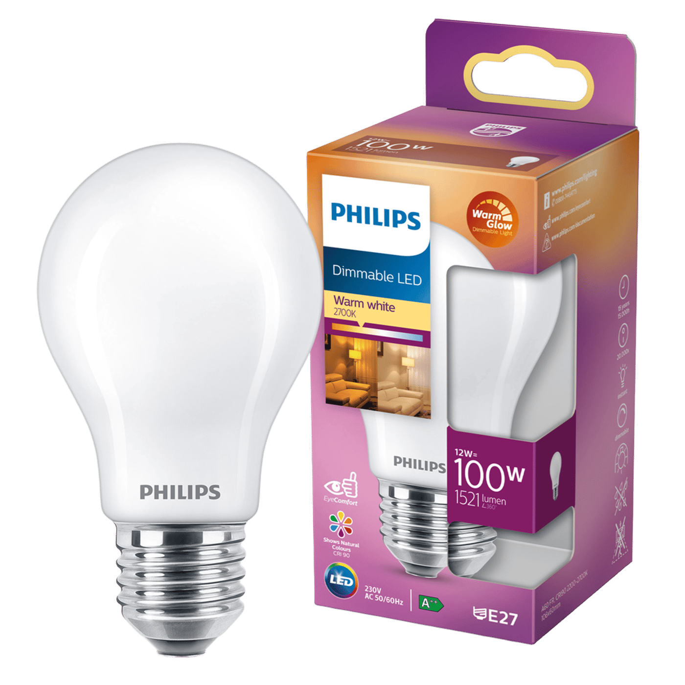 Philips Dimbar LED-lampa E27 1521 lm
