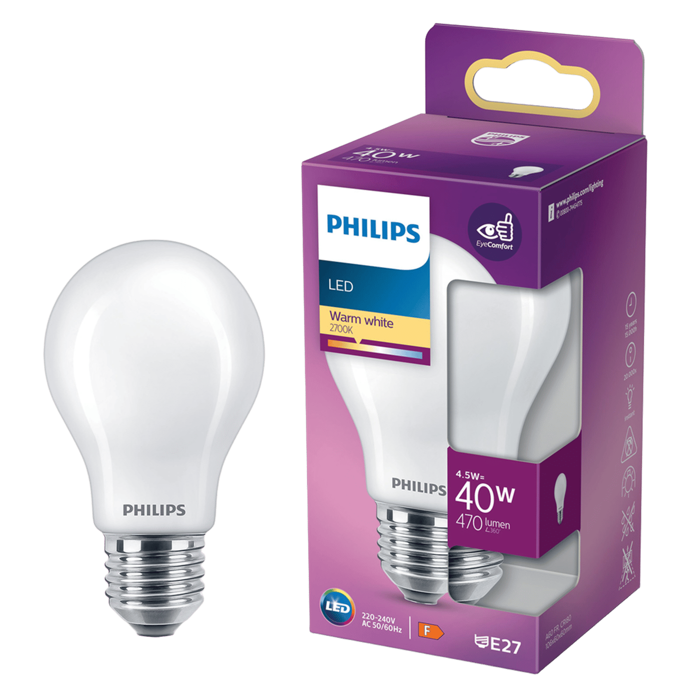 Philips Globlampa LED E27 470 lm