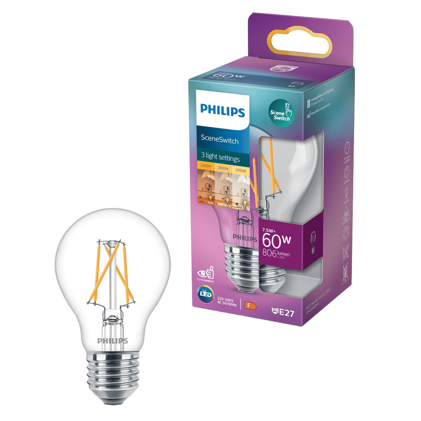 Philips Sceneswitch LED-lampa E27 806 lm