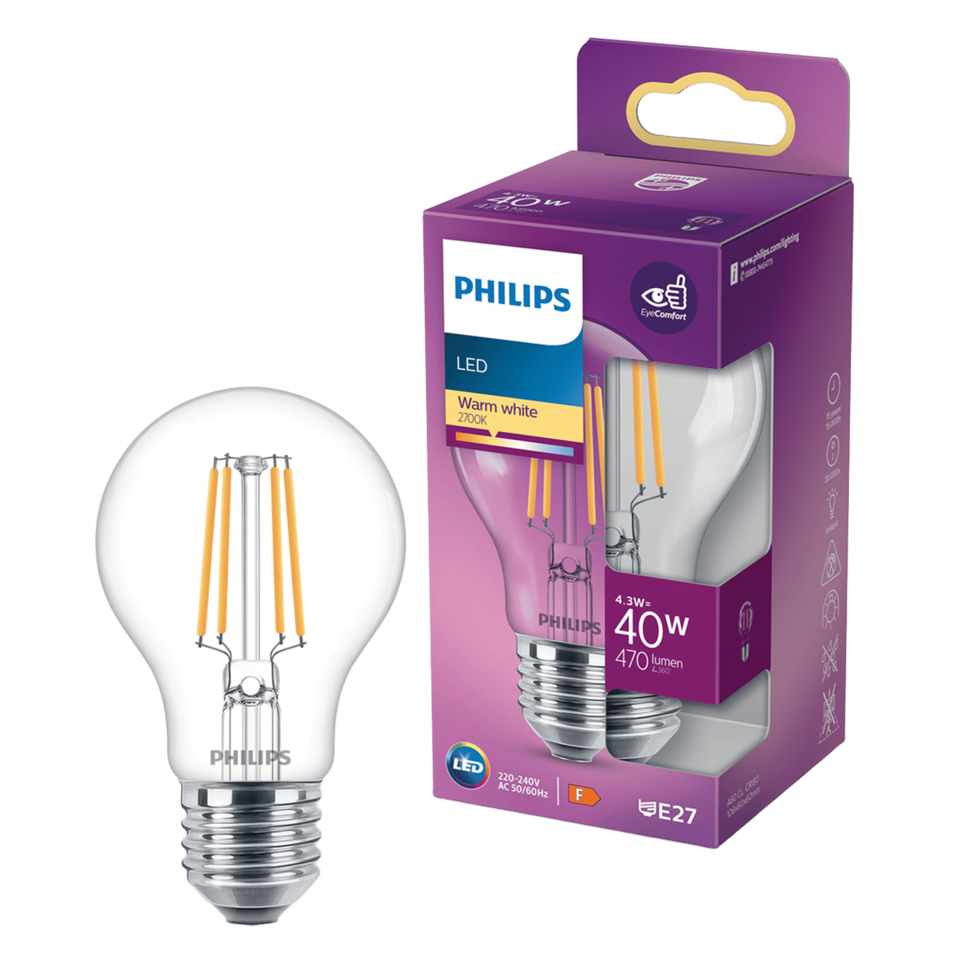 Philips Globlampa LED E27 470 lm