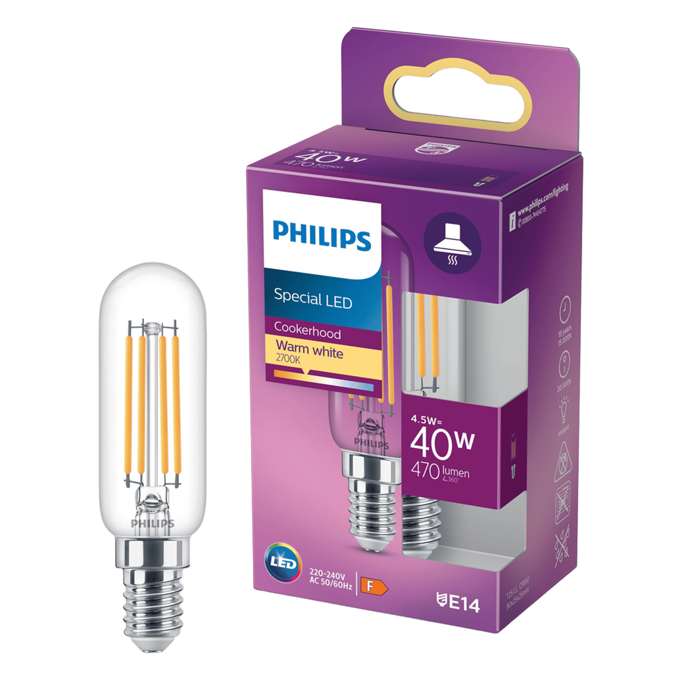 Philips LED-lampa Päron E14 470 lm