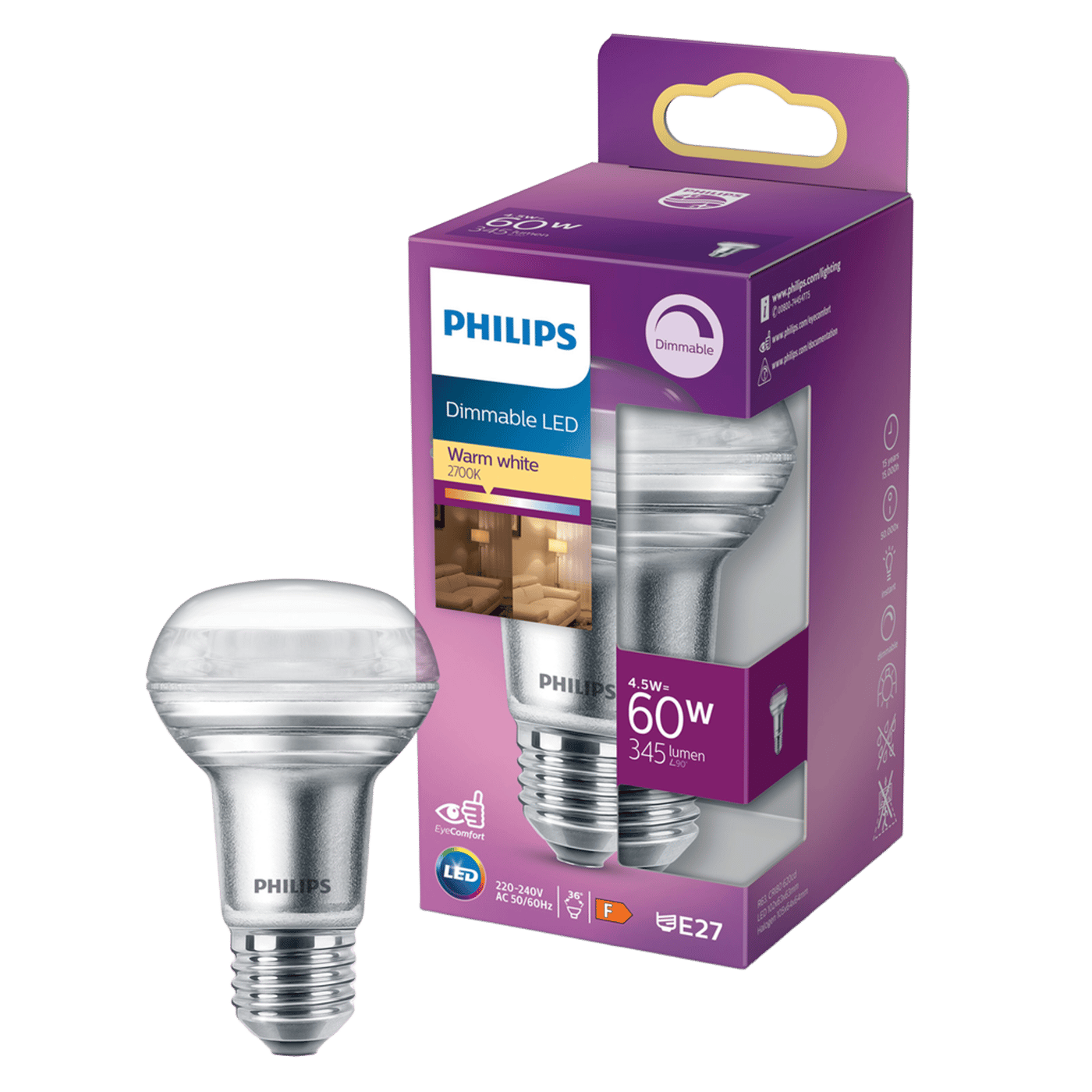 Philips LED-lampa Reflektor E27 345 lm