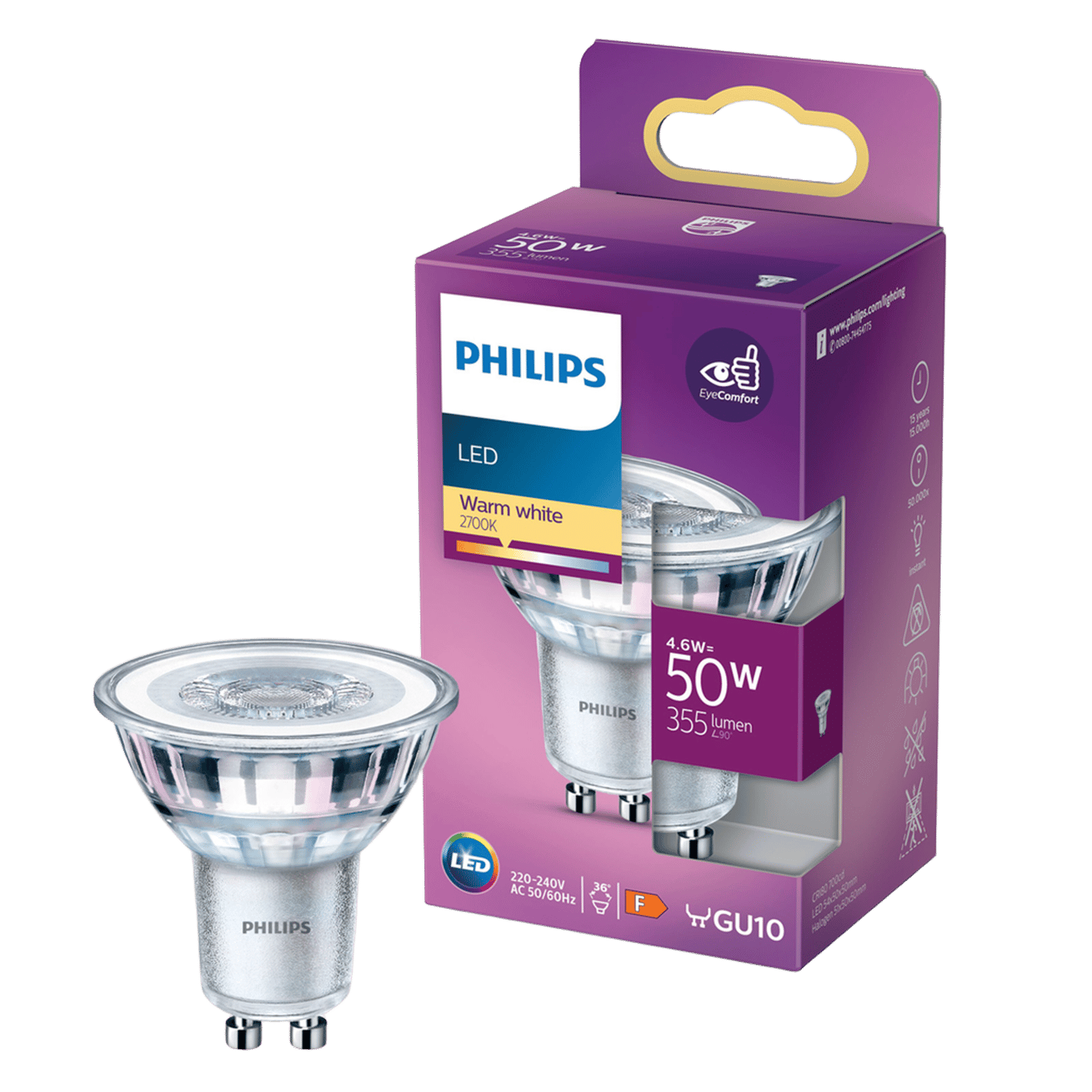 Philips LED-lampa GU10 355 lm