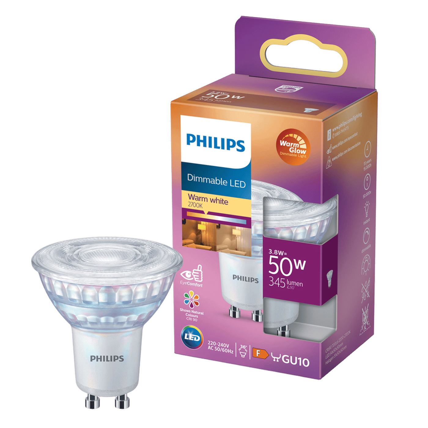 Philips LED-lampa GU10 345 lm