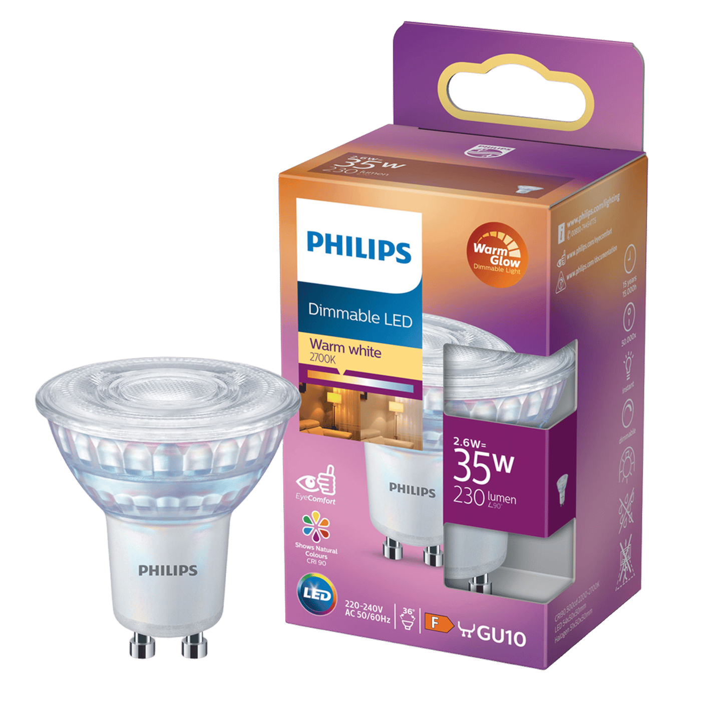 Philips LED-lampa GU10 230 lm
