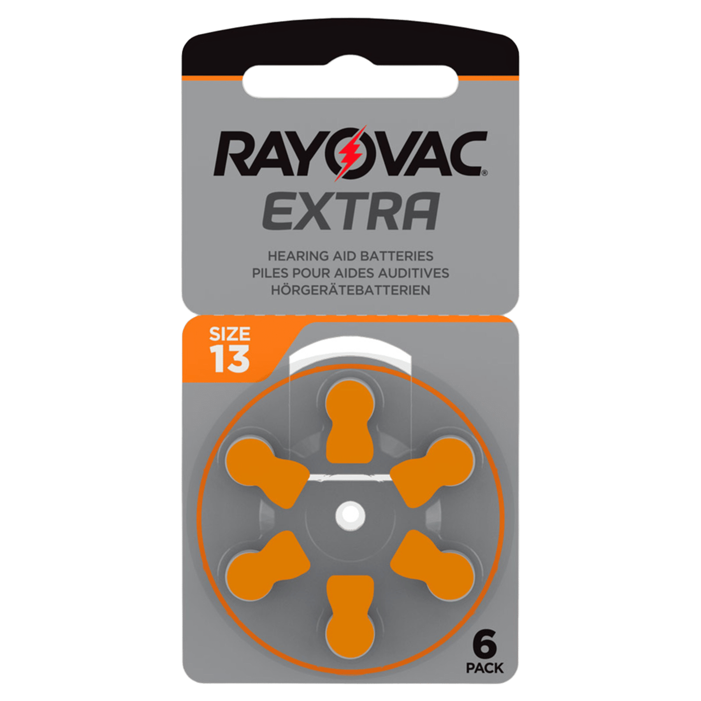 Rayovac Hörapparatsbatterier Orange ZA13 6-pack