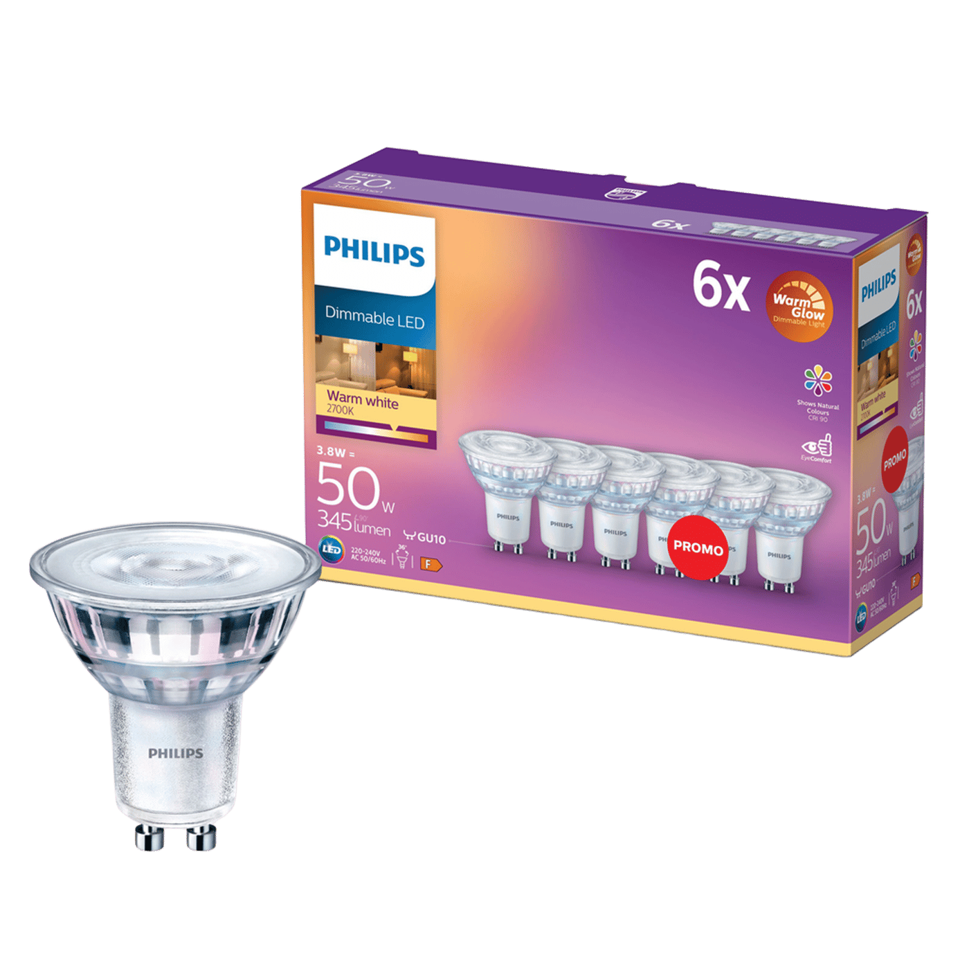 Philips LED-lampa GU10 345 lm 6-pack