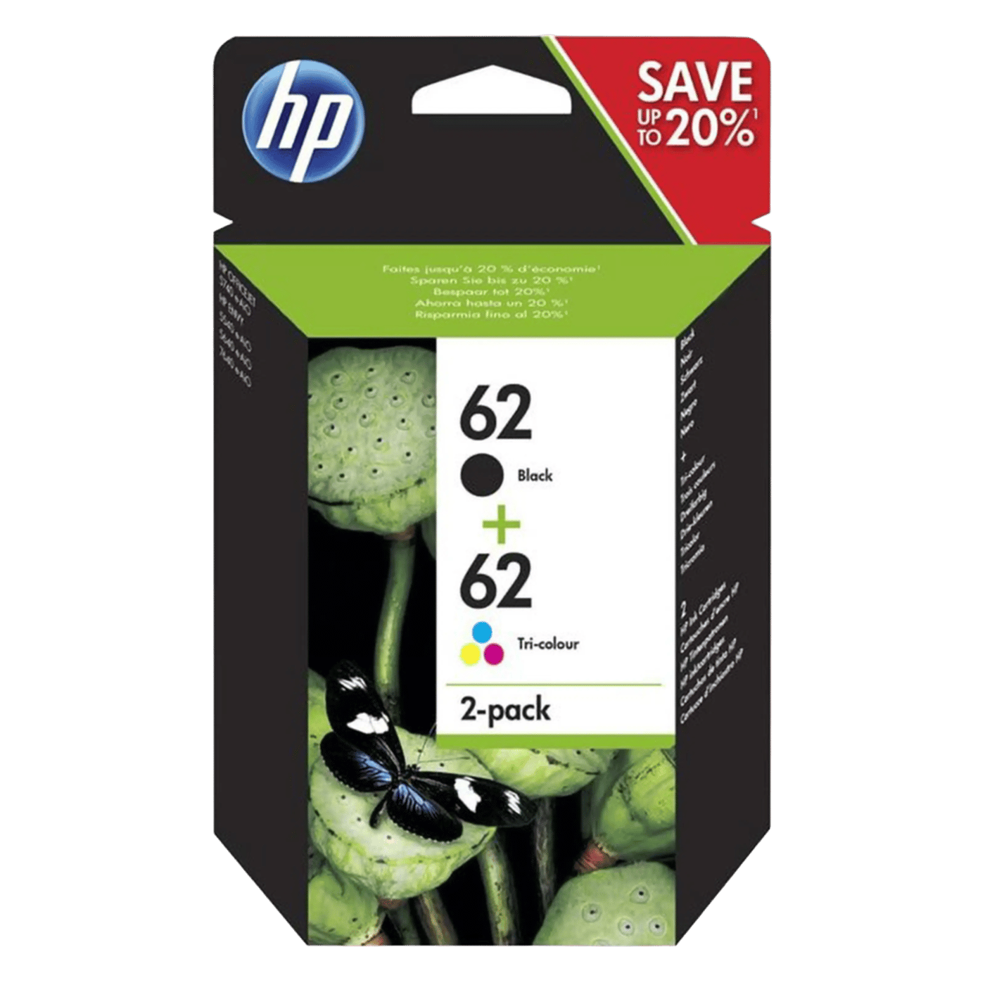 HP 62 Blekkpatroner 2-pk.