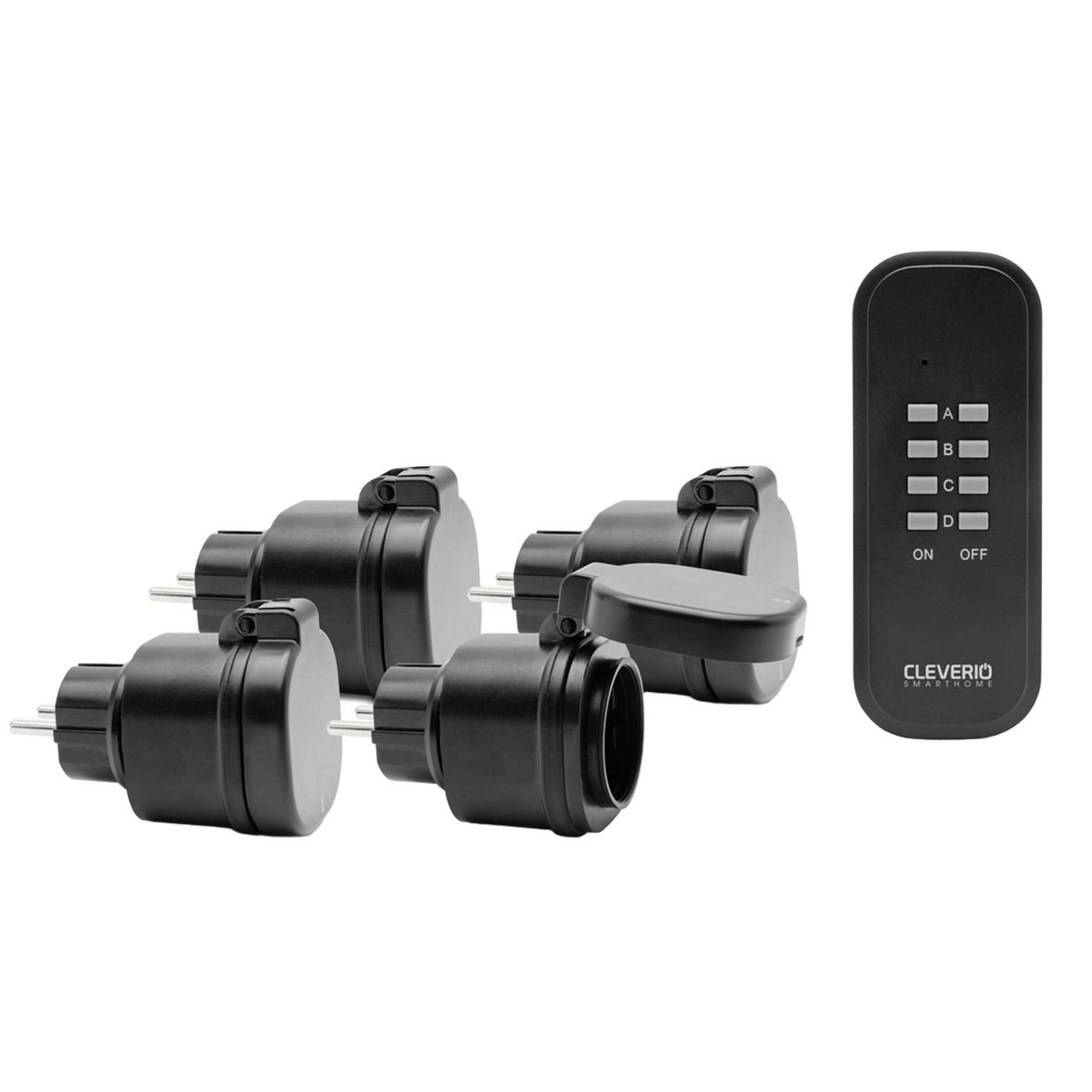 Cleverio Mini-fjernstrømbryter for utendørsbruk 3000 W 4-pk.