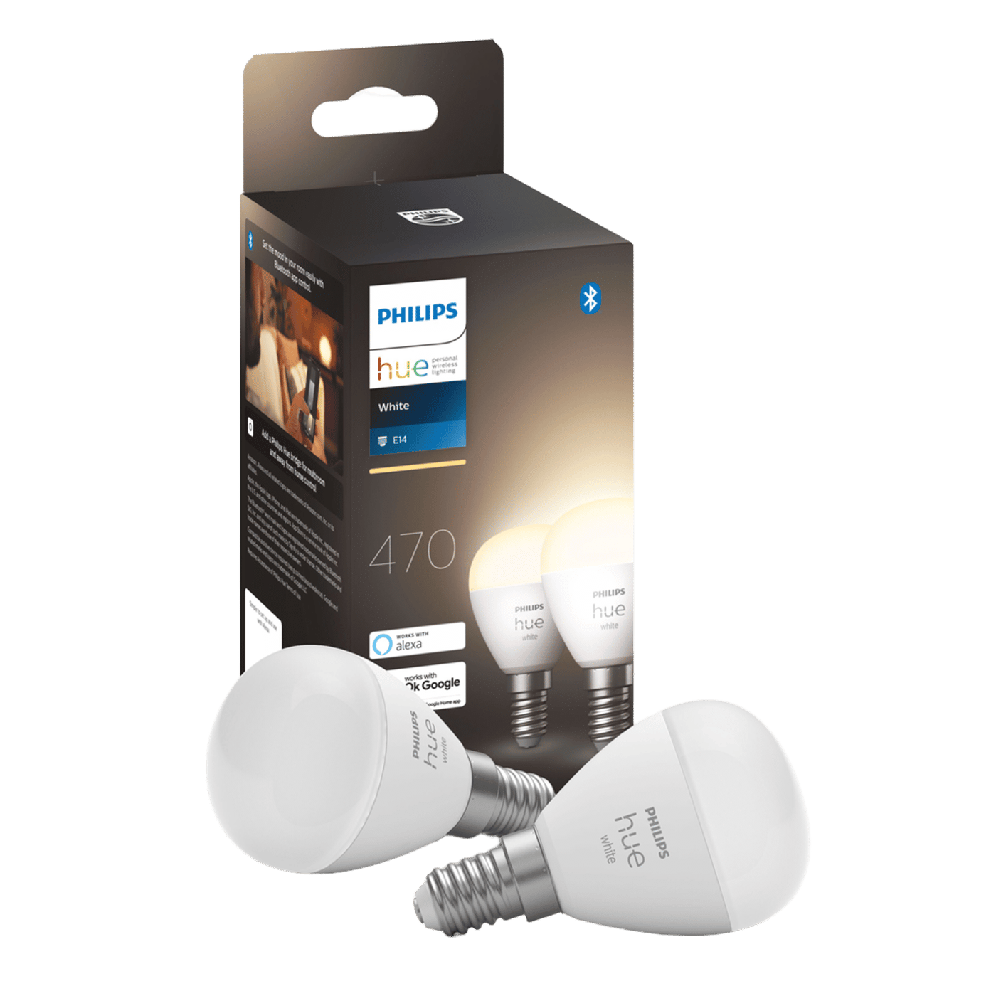 Philips Hue Luster Smart LED-pære E14 470 lm 2-pk.