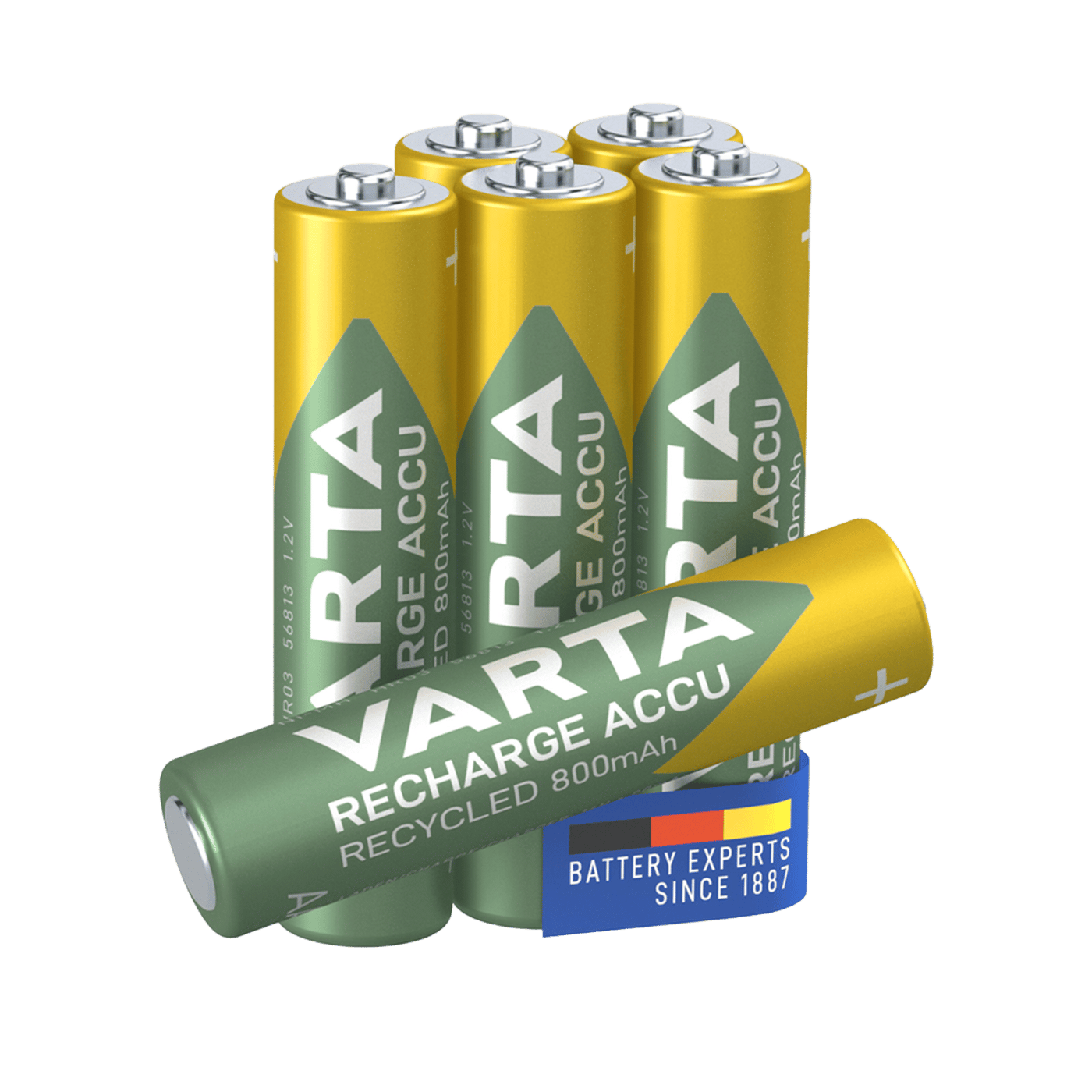 Varta Recharge Recycled AAA-batterier 800 mAh 6-pack