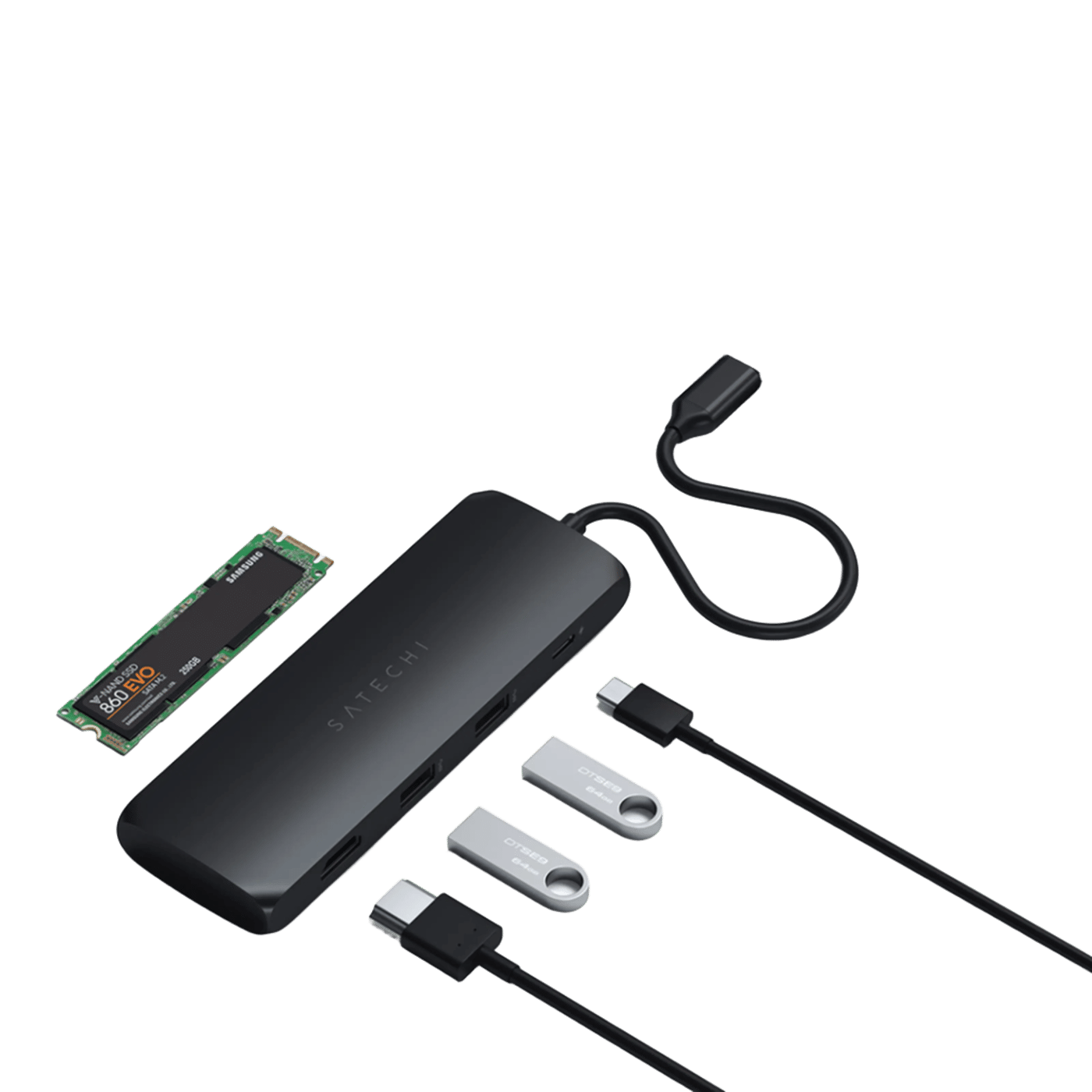 Satechi USB-C-multiadapter med SSD-plass Svart
